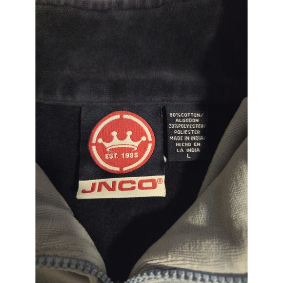 Vtg JNCO Two Tone Velour Zip Up Jacket Skater Y2K Streetwear Navy Baby Blue Y2k - Picture 2 of 11